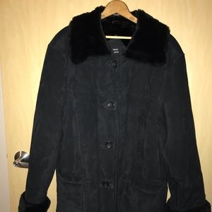 Dennis Basso Suede and Faux Fur Coat
